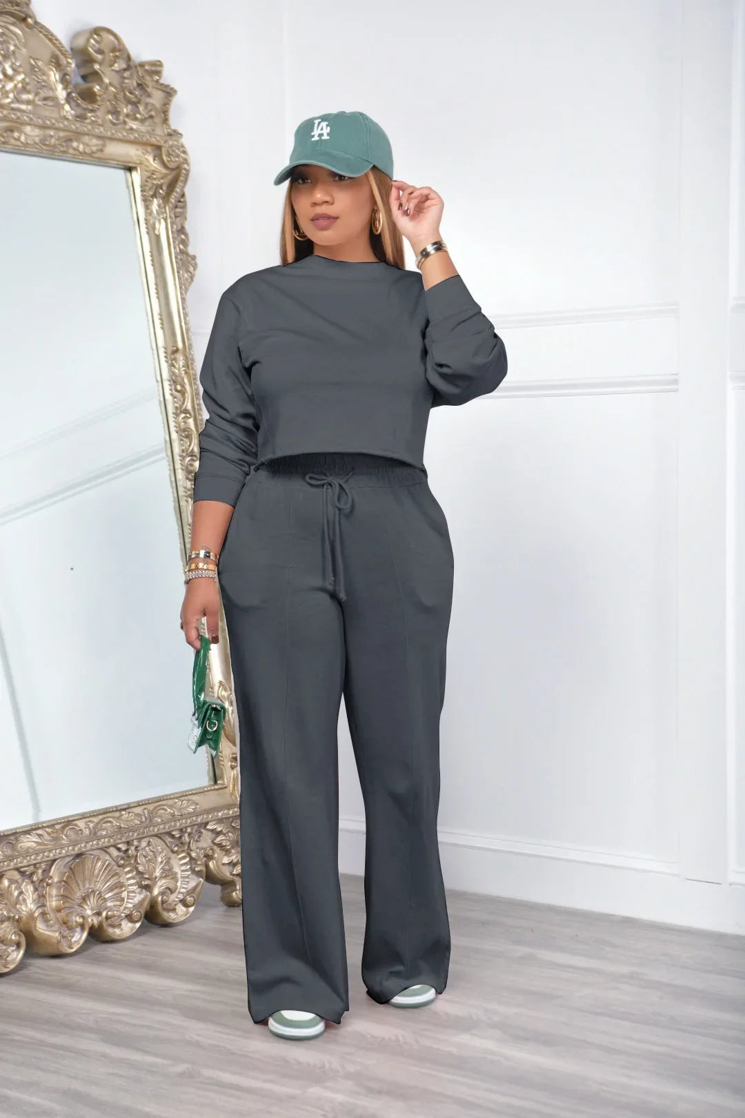 Ensemble de vêtements pour femmes, pull + pantalon, 2 pièces, costumes d'hiver épais et chauds, couleur unie, survêtement décontracté