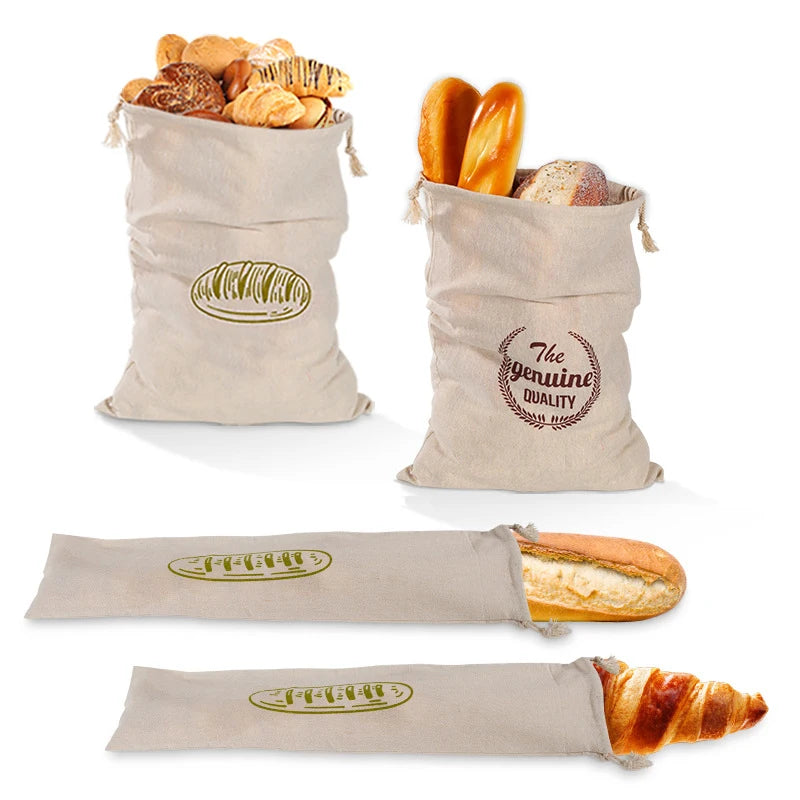 Sac à pain en lin, sacs réutilisables pour pain, sacs à cordon, sac de rangement de pain artisanal fait maison, sac Baguette, conteneurs de stockage des aliments