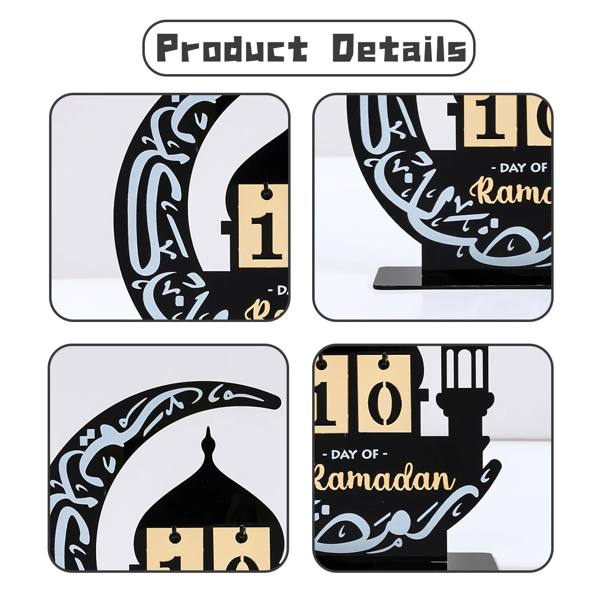 Calendrier de compte à rebours en acrylique pour Ramadan, ornements, cadeaux Eid Mubarak, décor pour la maison, fournitures de fête musulmane islamique 2025 Kareem