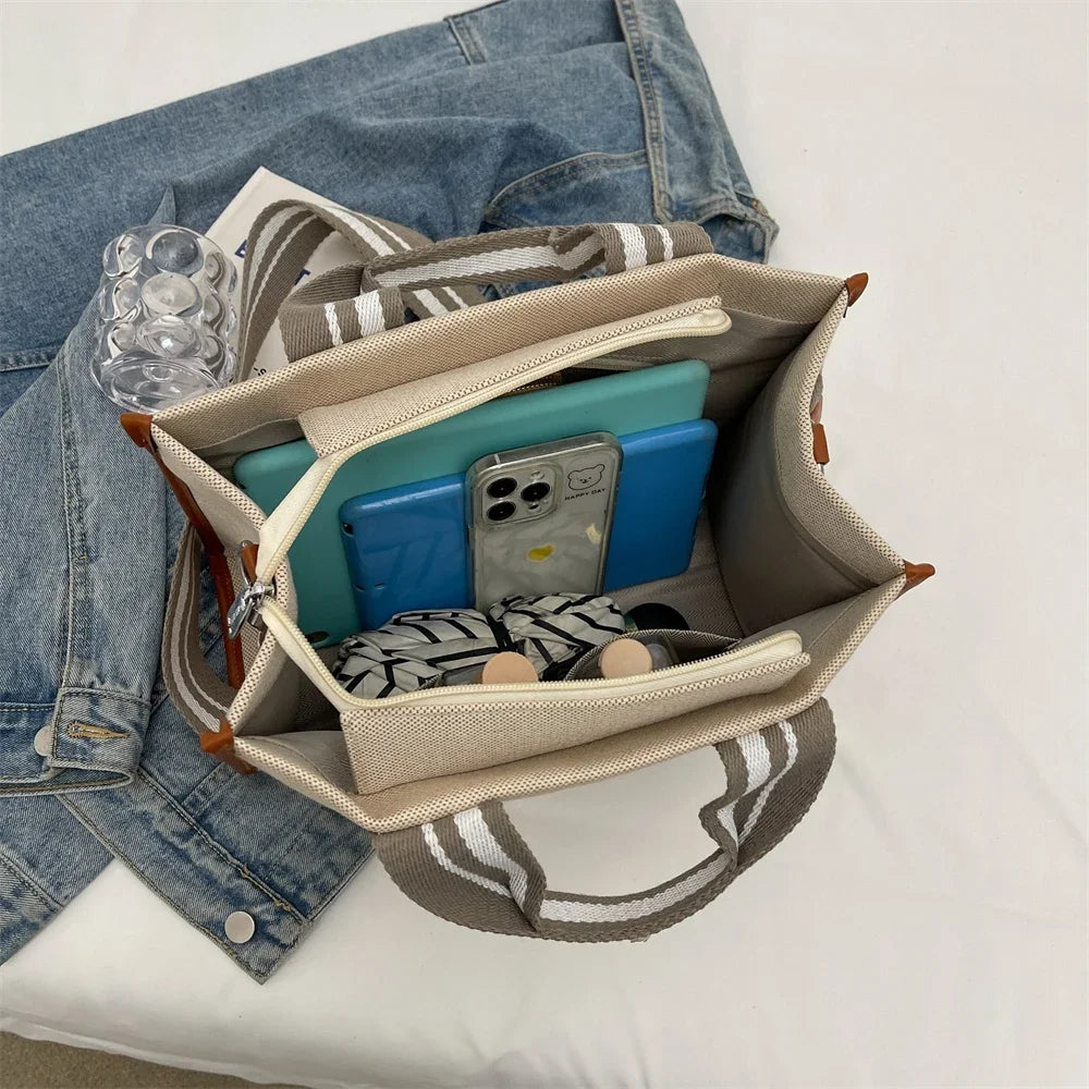 sac de luxe femme sac a mains femme sac bandouillère femme Sacs à main en tissu de lin pour femmes, sac à bandoulière rayé de grande capacité, sac fourre-tout de shopping, dernier document uni, lancé, qualité, 2024