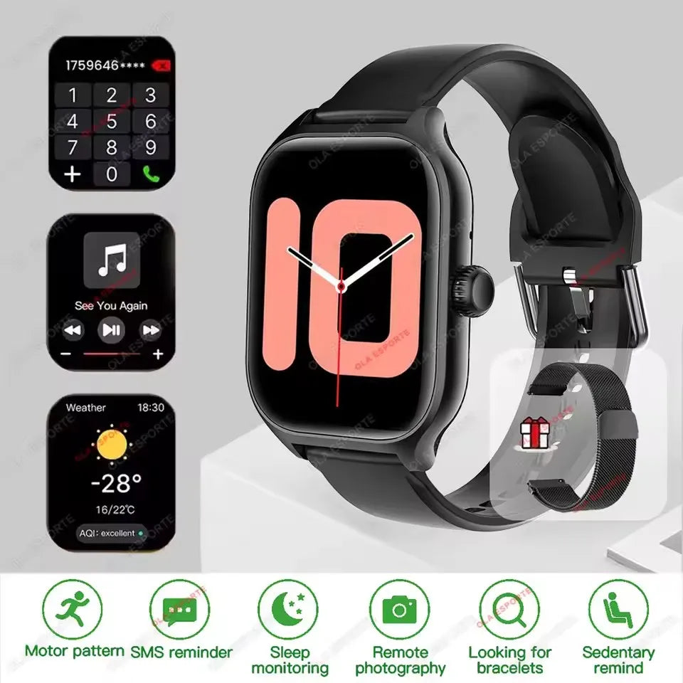 Nouvelle montre intelligente 2.01 pouces HD affichage réponse faire appel Message vue Modes de Sport bricolage cadran prévisions météorologiques pour hommes femmes