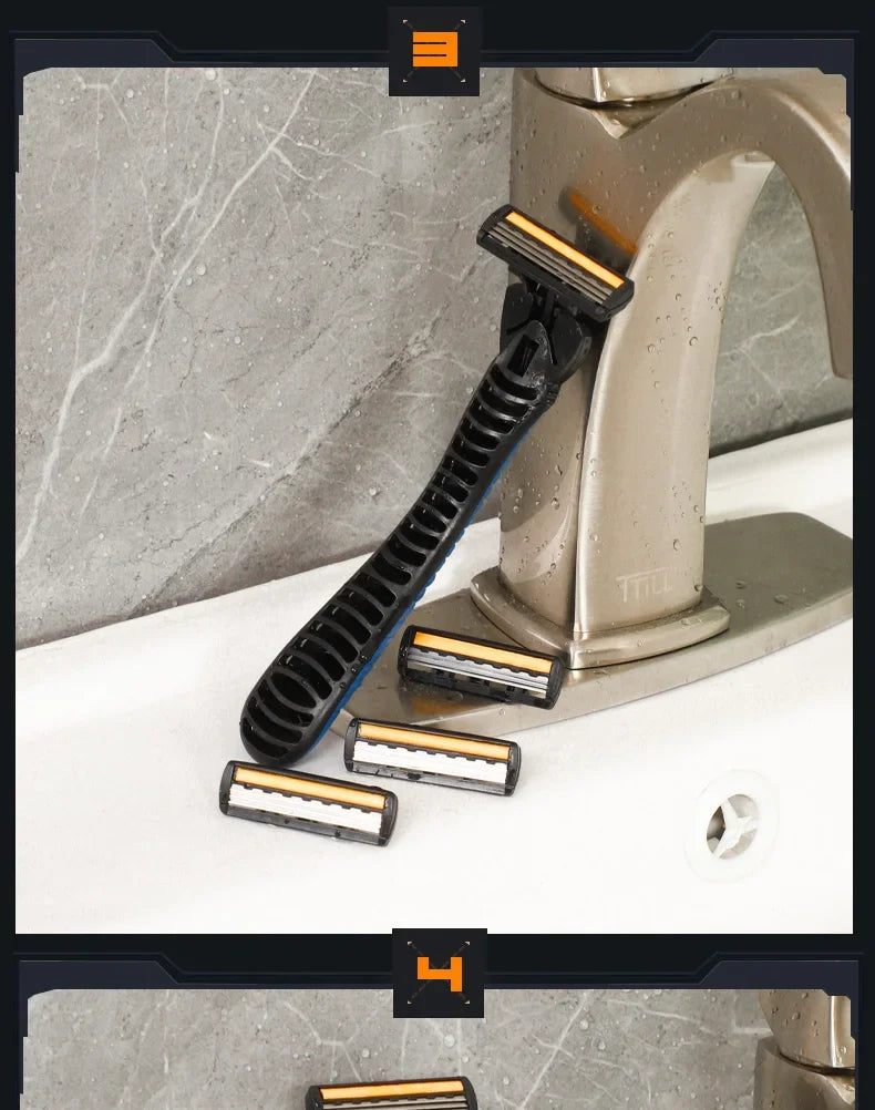 100% rasoir étanche tout nouveau Design hommes rasoir rasage trois couches rasoir réutilisable rasoir importé Multi outil changement de tête