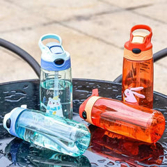 Bouteille d'eau pour enfants de 500ml avec paille sans BPA, tasse d'école saine pour boire des enfants