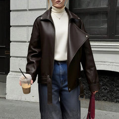 Vestes d'hiver pour femmes, marron, couleur unie, Design à revers français, manches longues, vestes décontractées intelligentes, basiques quotidiennes, 2025