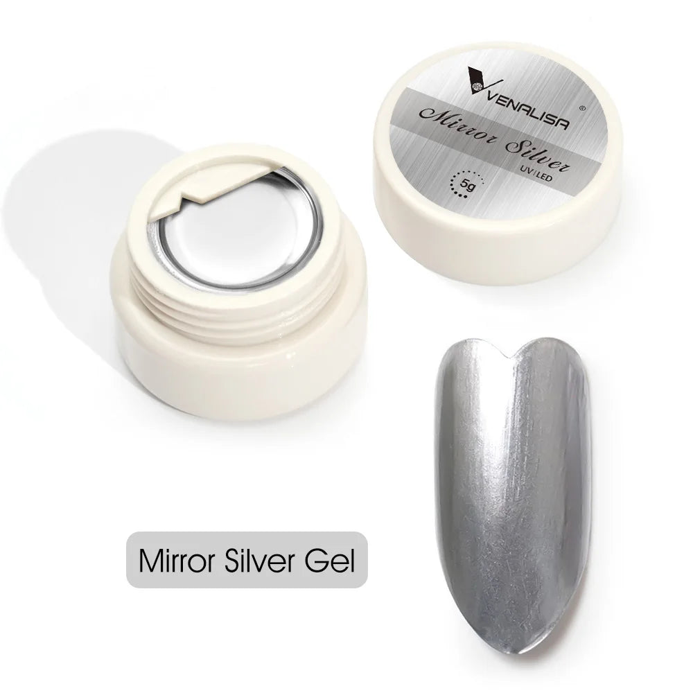 Venalisa 5ml nouveau Gel métallique UV argent or effet miroir renforcer garder les ongles C Arc UV Gel de Construction 5D Gel de modélisation