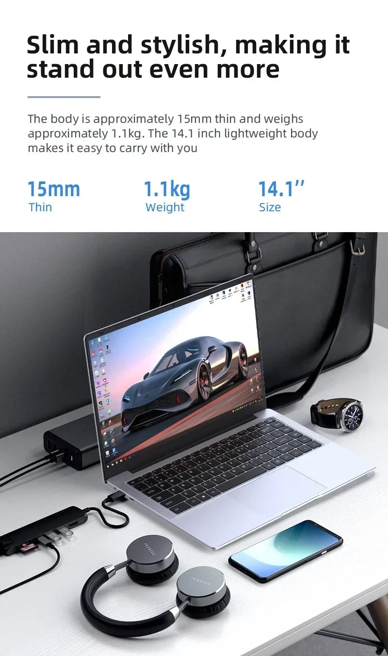 Ordinateur Portable 14.1 "12GB RAM 1 to 2 to SSD Windows 11 ordinateur Portable bureau apprendre loisirs divertissement ordinateurs portables