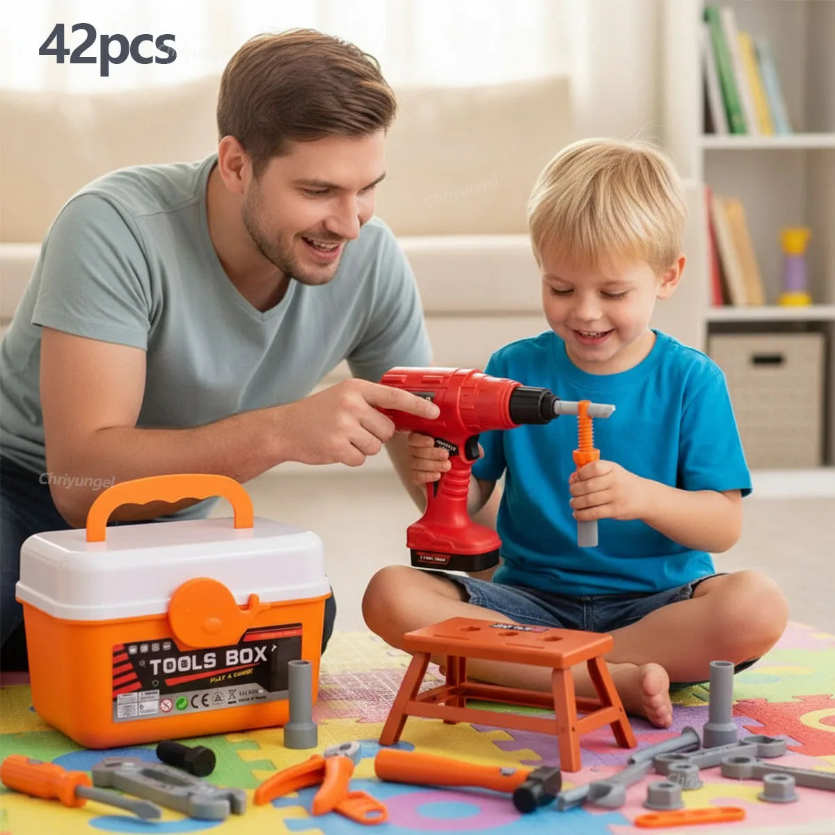 Ensemble d'outils pour enfants, jouets 38/41/42 pièces, Kit d'outils de Construction de réparation pour tout-petits, jouets éducatifs d'apprentissage, cadeau pour garçons et filles