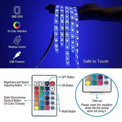 USB LED strip light for children's playroom, TV backlight, proxy document, flexible lights, 24 preset colors, 5050 RGB, home party, 5m
