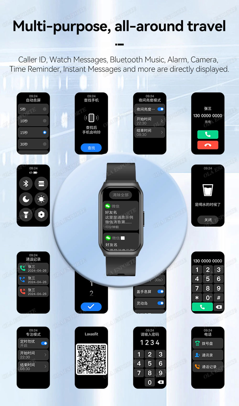Nouveau écran incurvé montre intelligente 2025 pour montre de santé fréquence cardiaque sang oxygène/pression moniteur de sommeil sport étanche Smartwatch