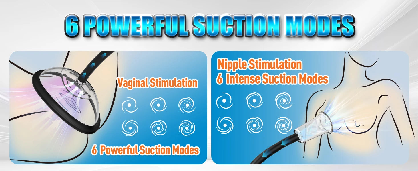 Electric BDSM suction pump for women, vibrating pussy pump, vacuum suction toys, BDSM sex pump, 7 suction cups, clitoral and nipple suction cup.