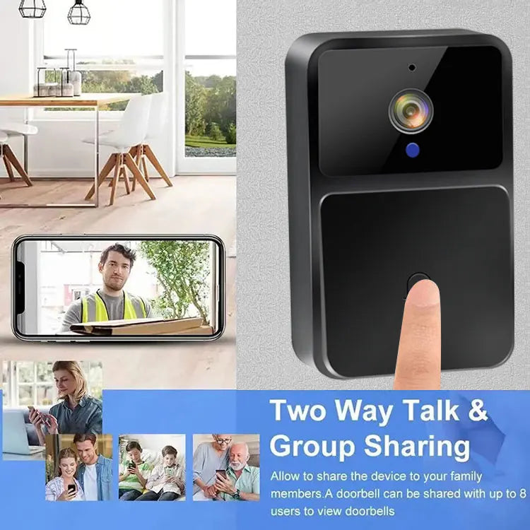 Caméra de sonnette vidéo Wi-Fi, interphone bidirectionnel, changement de voix pour la maison, vision nocturne HD, sans fil, batterie de sécurité intelligente, sonnette de porte