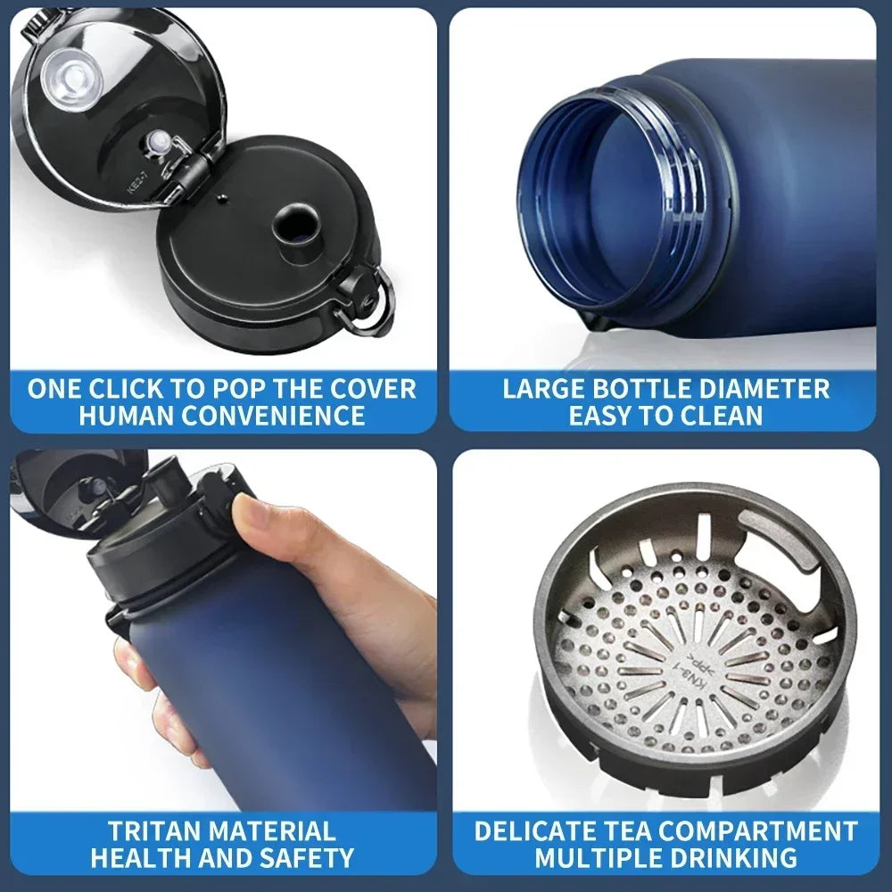 Bouteille d'eau portable sans BPA pour enfants et adultes, haute qualité, 500ml, 1000ml, cuillère à soupe de sport, clics amicaux, HI