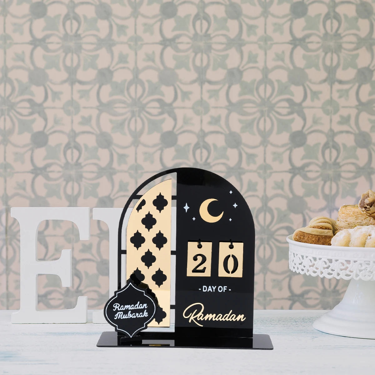 Calendrier de compte à rebours en acrylique pour Ramadan, ornements, cadeaux Eid Mubarak, décor pour la maison, fournitures de fête musulmane islamique 2025 Kareem