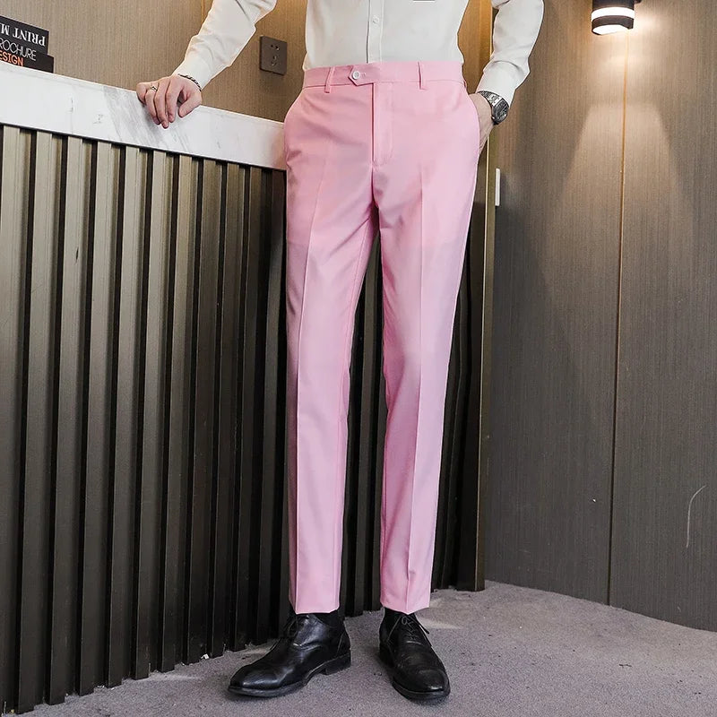 Pantalons formels hommes 2024 nouveau élégant homme bureau travail pantalon décontracté élastique coton pantalon hommes 17 couleurs pantalons Hombre