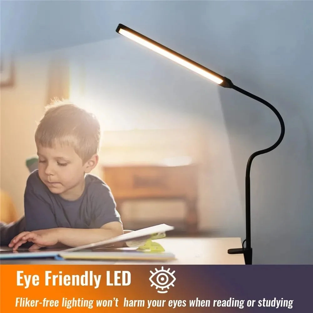 Lampe de bureau Led pour le bureau à domicile, lumière d'architecte de soins oculaires avec pince, lampe à pince de Table pour moniteur d'ordinateur à Double tête, pour la lecture