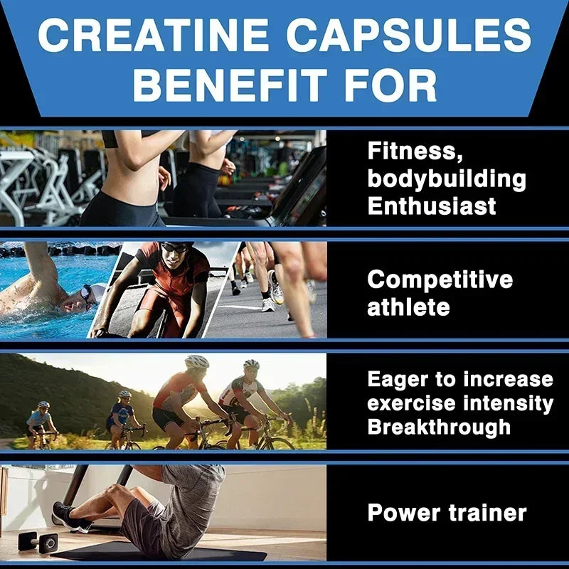 Creatine monohydrate - Improves muscle strength, promotes muscle recovery and growth, and enhances athletic performance. Vegan.