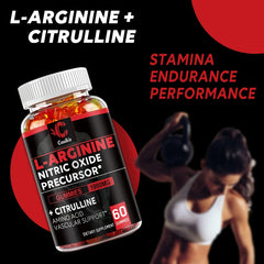Supplément L-Arginine - Renforce les muscles et soutient le flux sanguin, la circulation, la livraison et le pompage des nutriments