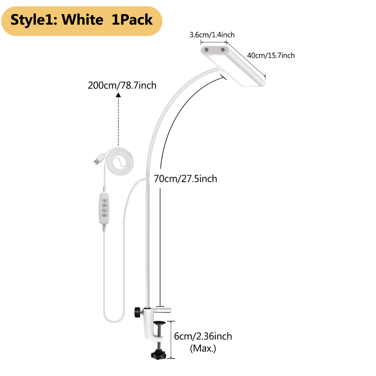 Adjustable flexible gooseneck LED desk lamp, eye-friendly desk lamp, stepless dimming, home office