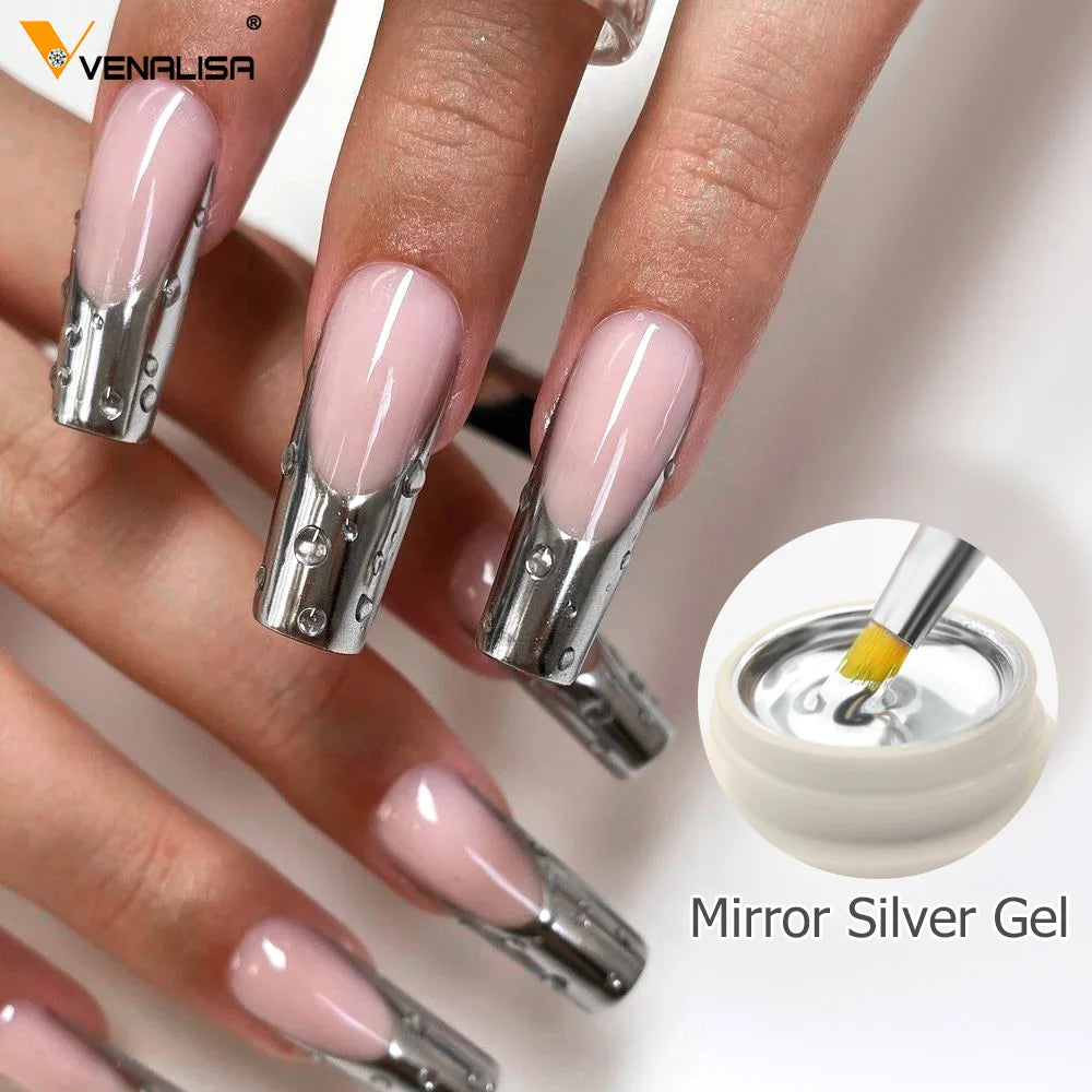 Venalisa 5ml nouveau Gel métallique UV argent or effet miroir renforcer garder les ongles C Arc UV Gel de Construction 5D Gel de modélisation