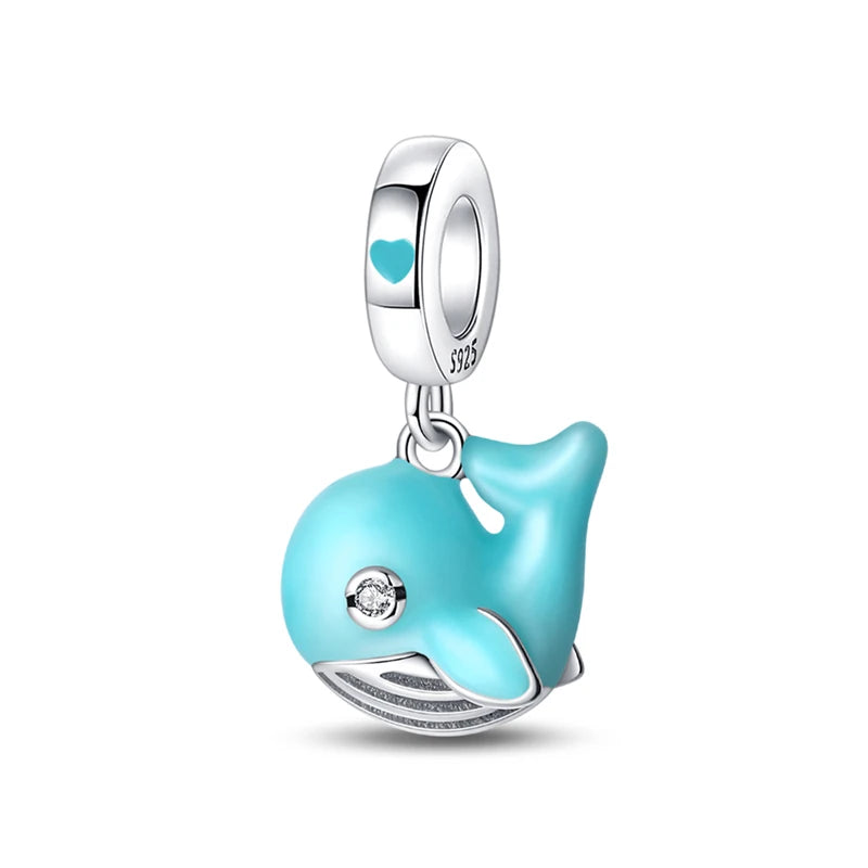 Pendentif de Collection d'écologie marine en argent Sterling 925, mignon, méduse, hippocampe, baleine et tortue, bijoux fins, cadeau de fête sur la plage