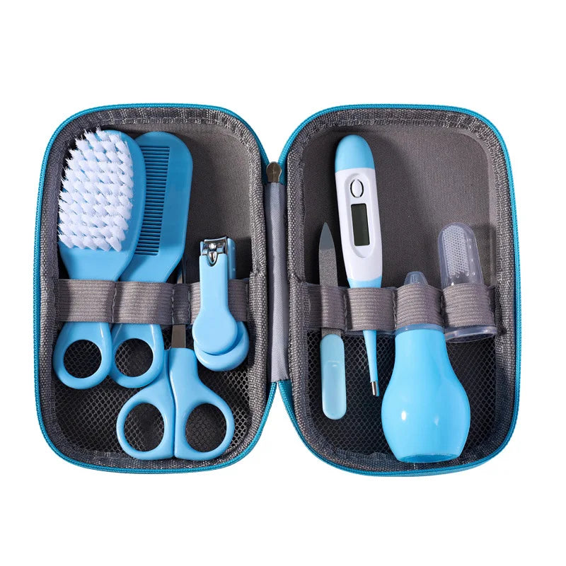 Nouveau-né 8 pièces/ensemble bébé soins de santé ongles cheveux thermomètre toilettage brosse Kit soins bébé essentiels nouveau-né matériel sécurité