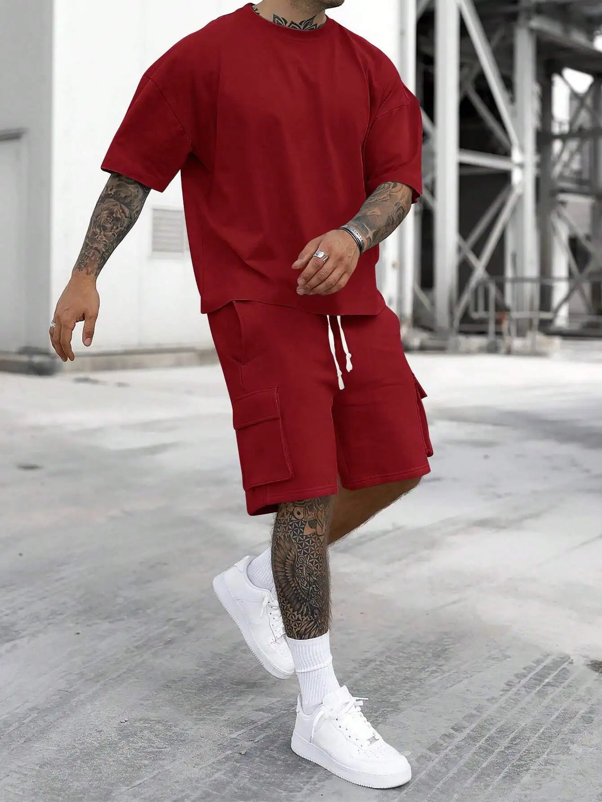 Ensemble de vêtements de sport deux pièces décontractés et à la mode pour hommes, T-shirt et short de travail pour l'exercice, la course à pied et la randonnée, été