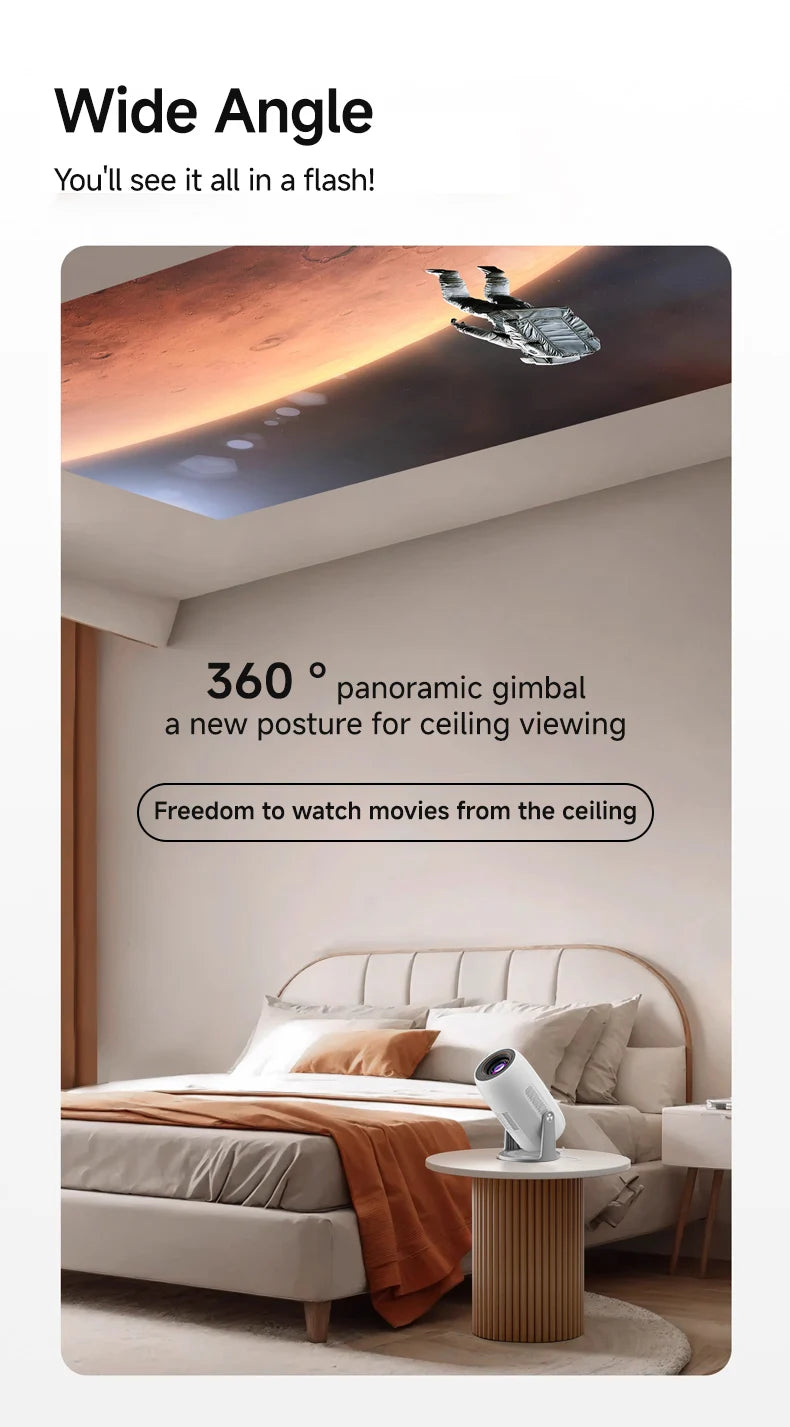 Lenovo Portable 4K projecteur 100M Android 12 WIFI 6 TOF No-Sense mise au point automatique extérieur Full HD projecteur vidéo film Home cinéma