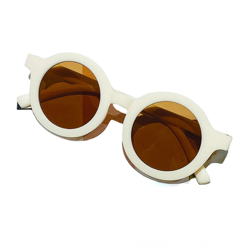 Lunettes de soleil coréennes pour enfants, rétro, monture ronde solide, petit visage, résistant aux ultraviolets, pratique
