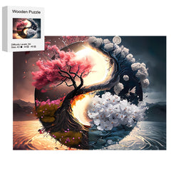 Puzzle en bois créatif Yin Yang soleil, lune, arbre de vie, décoré à la main, amusant pour explorer les puzzle, jouets éducatifs, cadeau d'anniversaire