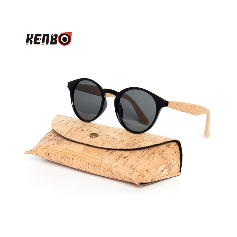 Kenbo haute qualité ronde bois bambou Grain lunettes de soleil polarisées avec étui mode femmes homme nuances lunettes de soleil en bois