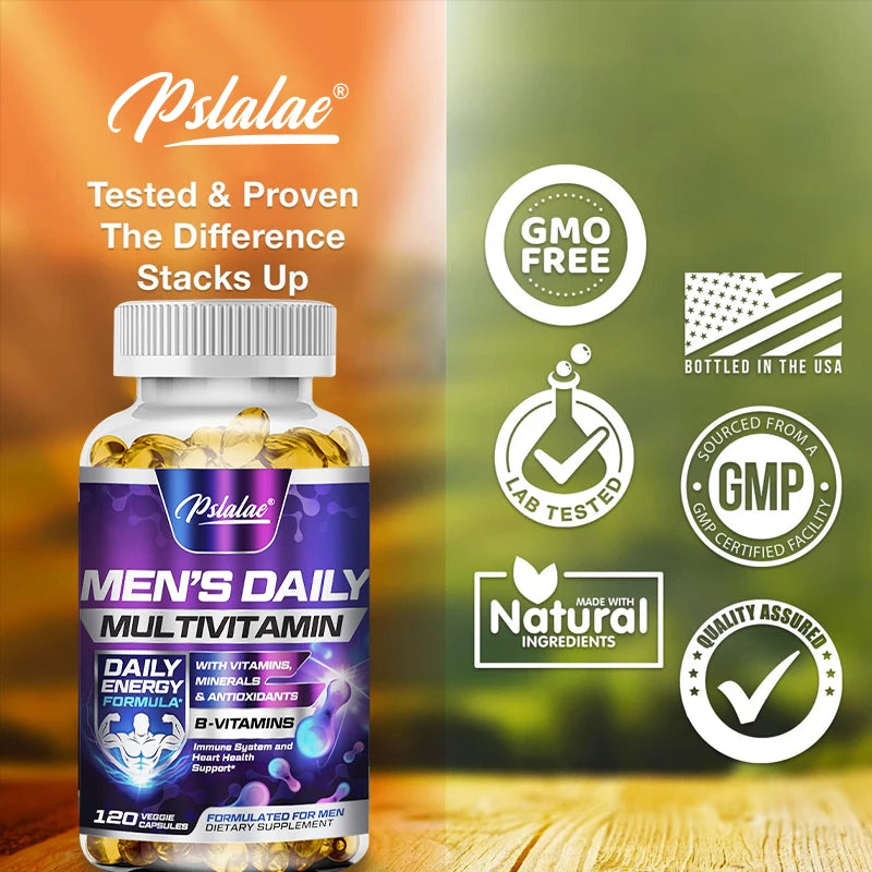 Supplément multivitaminique pour hommes avec vitamines A, B12, C, D et E pour soutenir l'énergie et le zinc pour soutenir la santé immunitaire nutraceutique