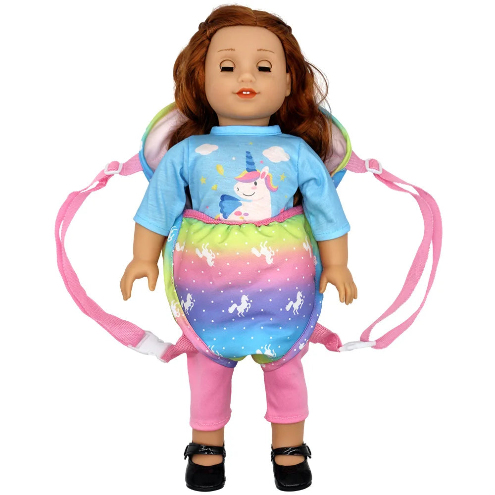 Sac à dos porte-poupée en peluche pour poupée, accessoires de poupée, porte-avant/arrière avec sangles, accessoires de poupée pour nouveau-né de 43cm, paquets sortants