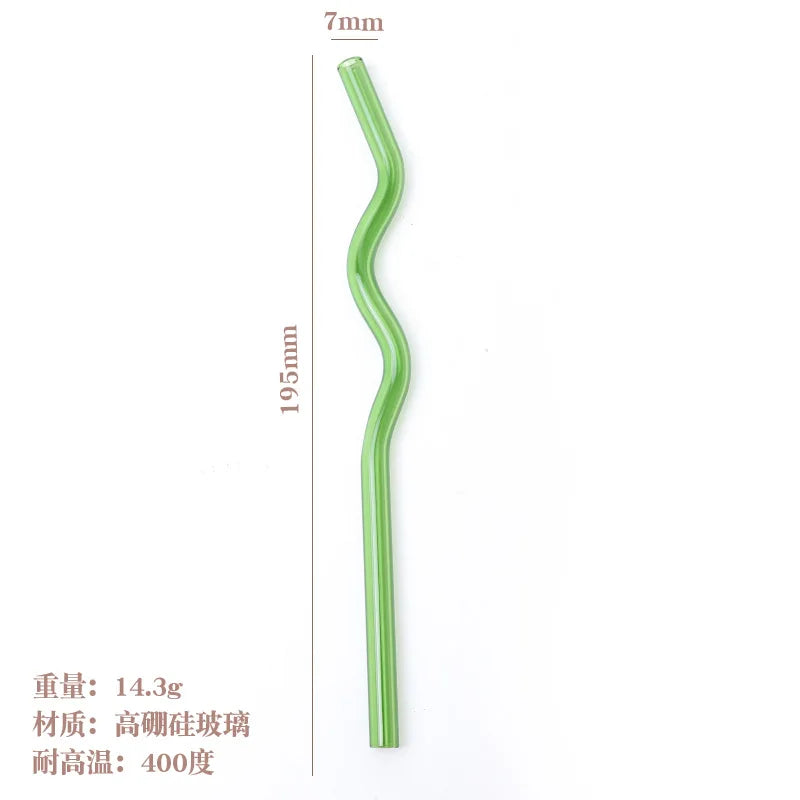 Pailles en Verre Réutilisables Ondulées Colorées Transparentes, Tube à Haute Teneur en Borosilicate, pour ix, Bar