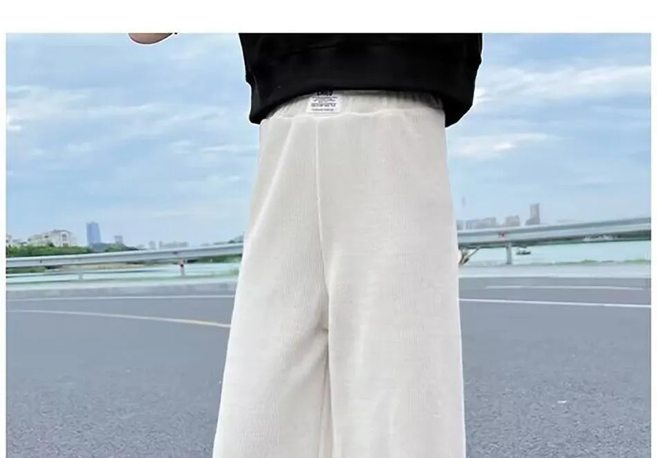 Pantalons à jambes larges pour filles, en velours côtelé, décontractés, à jambes droites, tendance, pantalons longs amincissants, nouvelle collection printemps et automne
