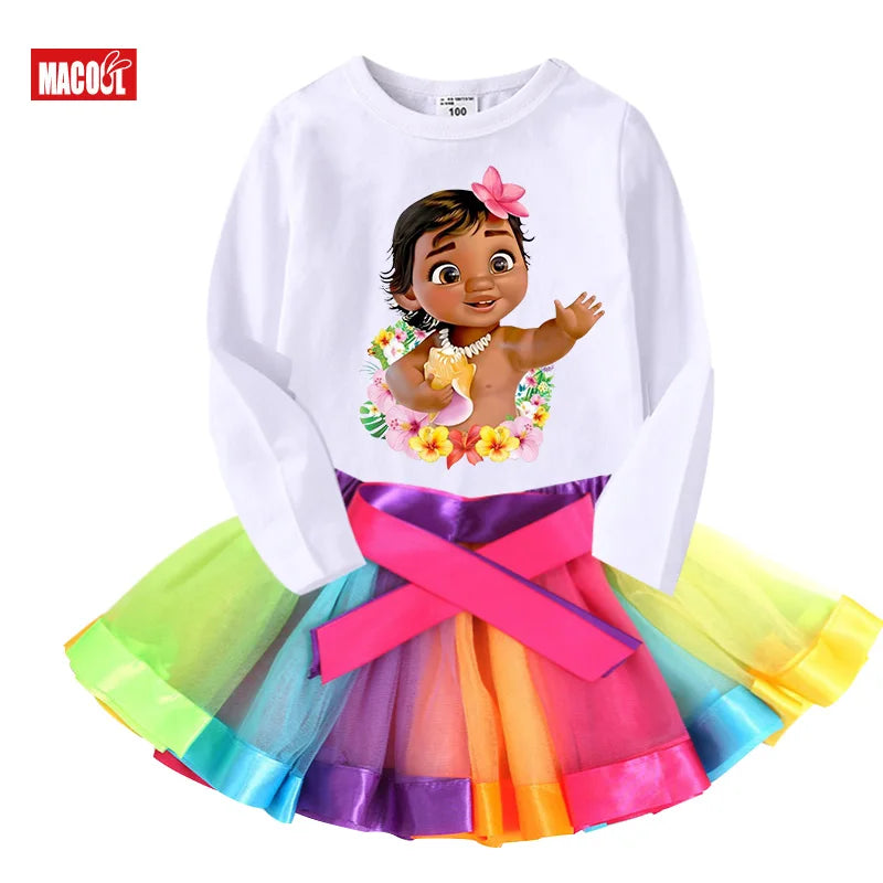 Ensemble de T-shirt et Robe Tutu pour Fille, Tenue Arc-en-Ciel, Vêtements 2 Pièces