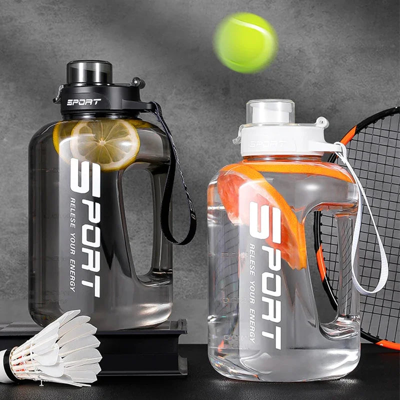 Bouteille d'eau seau de grande capacité 1,2 l/1,7 l, grand ventre, bouteille d'eau pour sport, Fitness, tasse spatiale en plastique Portable