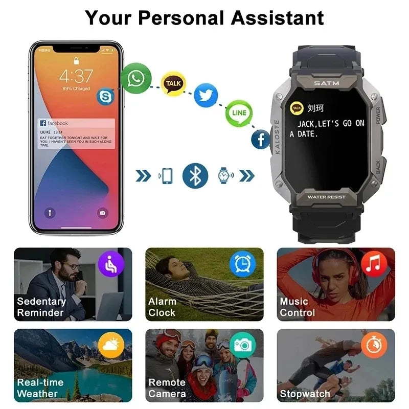 Montre intelligente étanche IP68 Iko pour hommes, horloge intelligente de natation, sports de plein air, suivi de la condition physique, moniteur de santé, montre intelligente pour Android, IOS