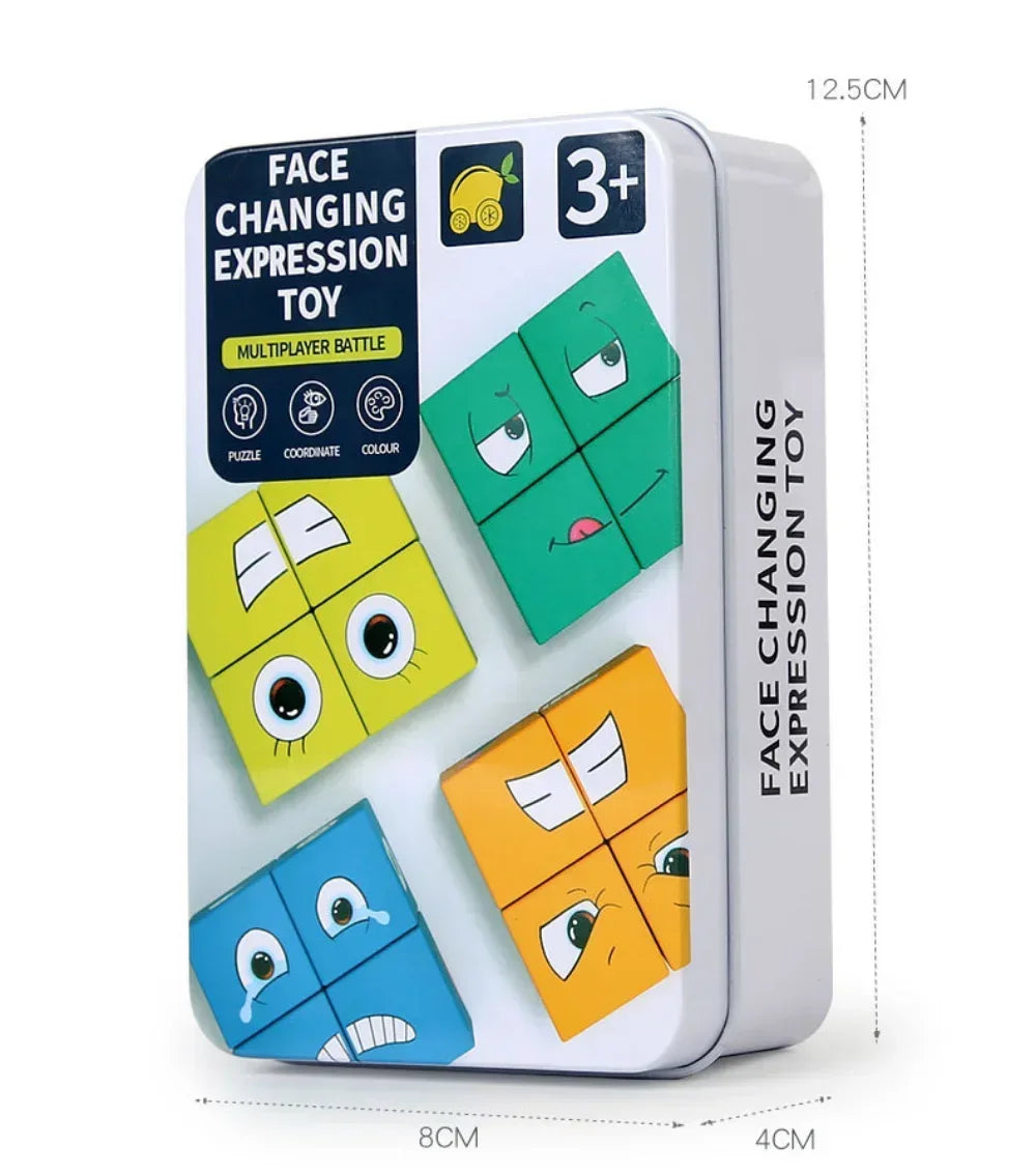 Cube visage changeant bois Puzzle blocs de construction jeu de société Montessori Expression blocs en bois Blocs pour enfants enfants jouets cadeau