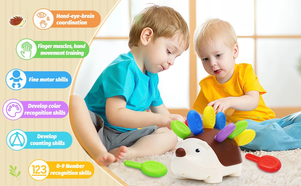 Jouets sensoriels hérisson pour tout-petits, jouets à motricité Fine Montessori, jouets éducatifs de voyage sensoriels pour bébés âgés de 1 2 3 4 ans
