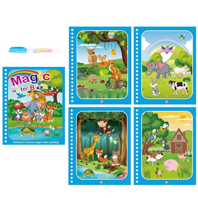 1 livre + 1 stylo livre de coloriage réutilisable livre de peinture à l'eau éducation précoce sensorielle Puzzle dessin jouets
