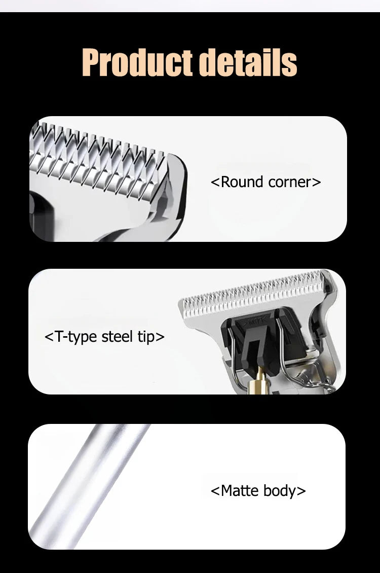 Tondeuse à cheveux professionnelle Machine de coupe de cheveux barbier tondeuse à cheveux Rechargeable tondeuse à cheveux en métal pour hommes