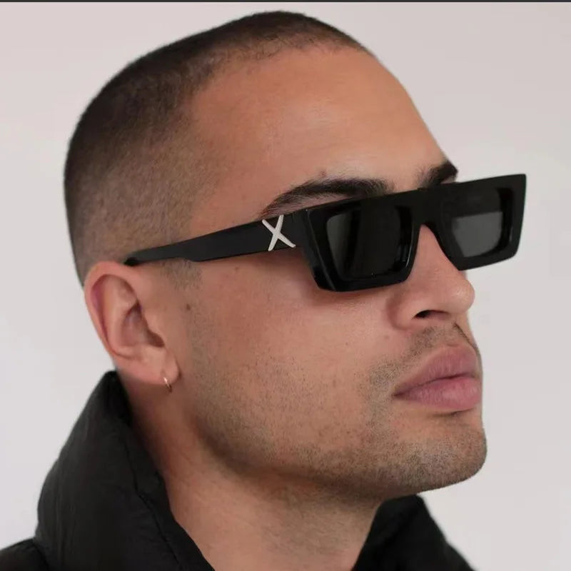 Lunettes de soleil à spoage X, petit cadre carré, temples personnalisés, accessoires streetwear quotidiens pour femmes, protection UV pour hommes, conduite