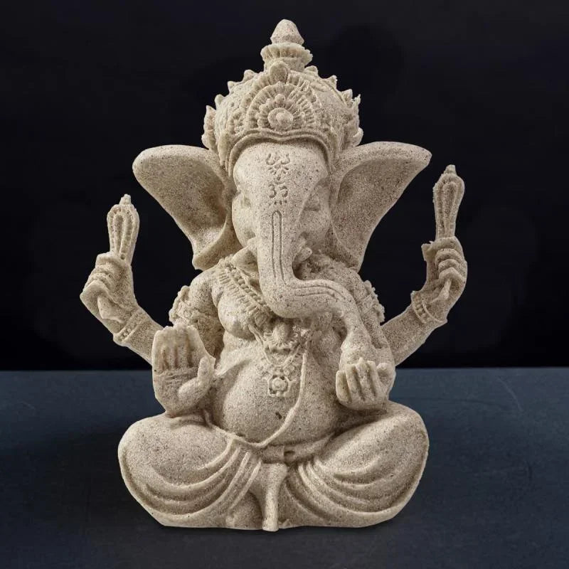 Handmade sandstone Ganesha Buddha elephant statue, sculpture for home and living room decoration