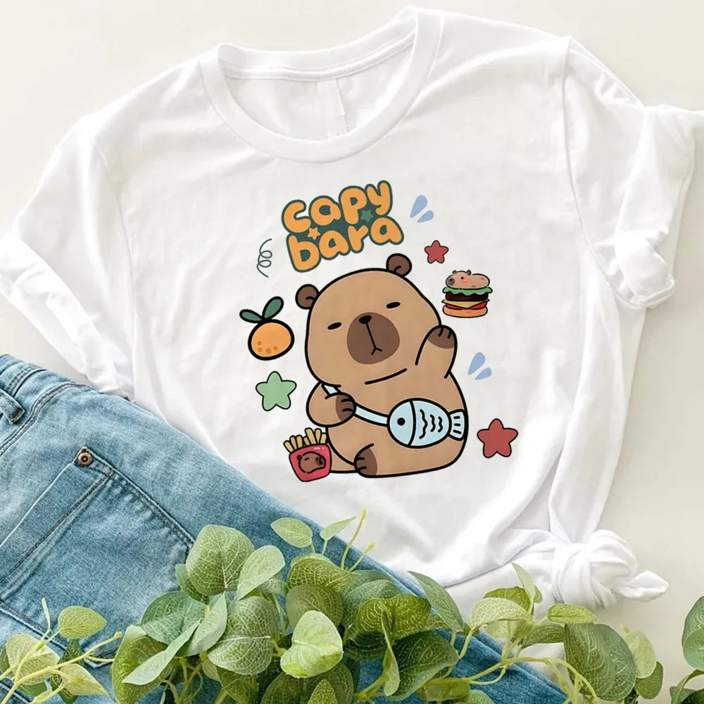 Enfants T-shirt basique femmes hommes Capybara t-shirts 3-10 ans enfants à manches courtes vêtements garçons filles col rond hauts cadeaux d'anniversaire