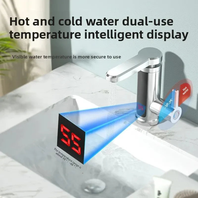 Chauffe-eau électrique 220V, robinet de cuisine, chauffage instantané sans réservoir, mélangeur chauffant coulant, affichage numérique