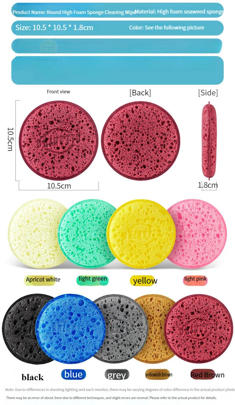 Éponge ronde à vaisselle de cuisine haute densité, douce et absorbante, pour nettoyer le Pot, tampon à récurer la rouille, pour enlever la éponge de nettoyage ménager