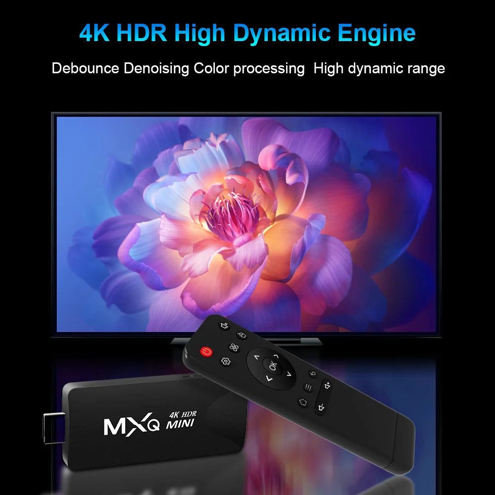 MXQMINI Smart Android Mini TV Stick Android 10 Quad Core Support 2.4G Wifi 4K HD TV Box H.265 Streaming décodeur intelligent