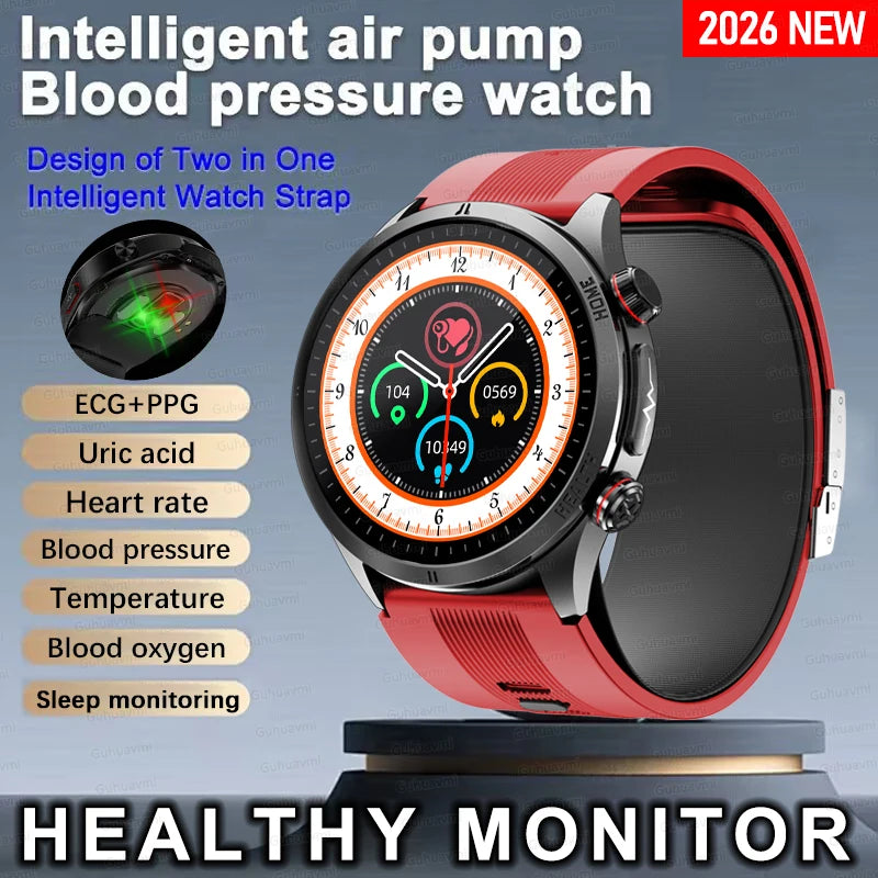 2025 santé montre intelligente NFC ECG pompe à Air pression artérielle oxygène sanguin ECG + PPG Bluetooth appel NFC montre intelligente pour hommes femmes Airbag