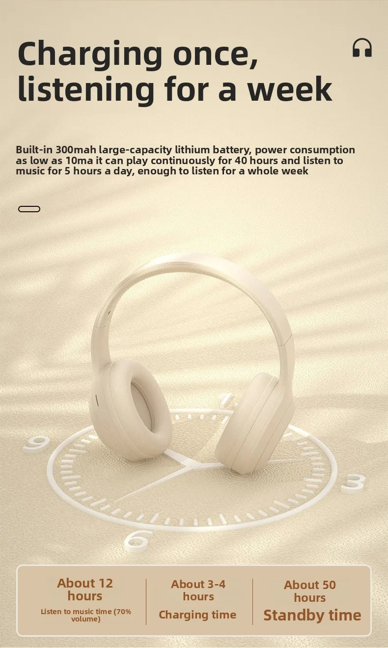 Écouteurs sans fil Bluetooth sur l'oreille casques stéréo HIFI réduction du bruit écouteurs de jeu de sport lecteur de musique avec micro cadeaux