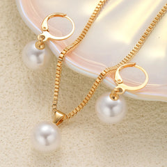 Ensemble de bijoux en perles pour femmes, boucles d'oreilles pendantes, pendentif, collier, Simple, délicat, tenue quotidienne, accessoires de fête